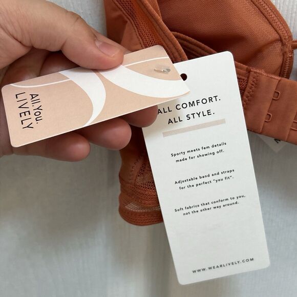 NWT All. You. LIVELY Triangle Bralette Mesh Wireless Bra Size Medium Rust Orange - Picture 13 of 16